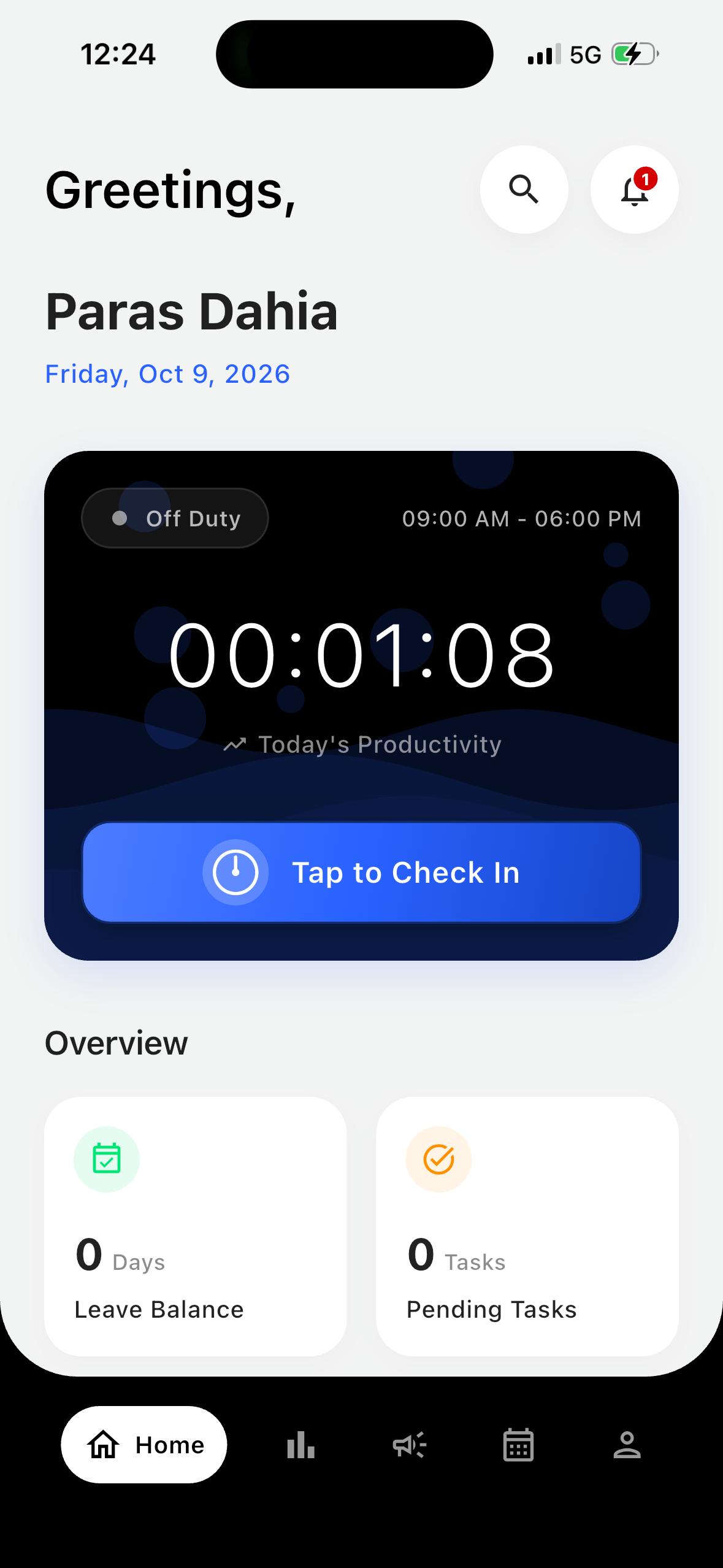 QuickOne App on iPhone